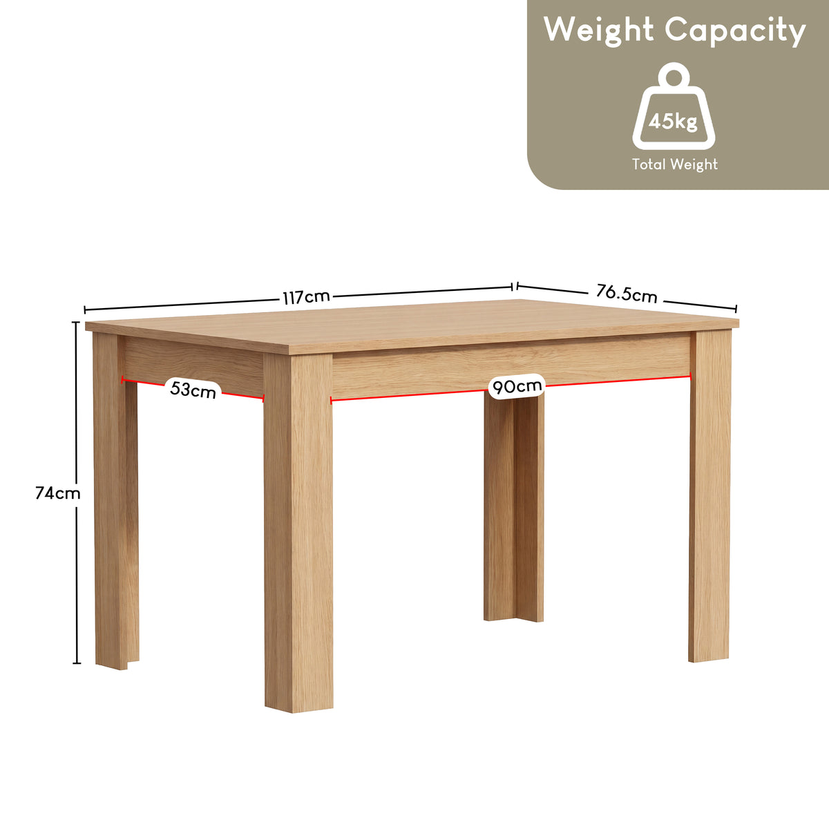 Medina 4-Seater Dining Table - Oak
