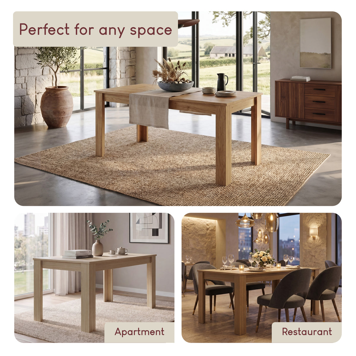 Medina 6-Seater Dining Table - Oak