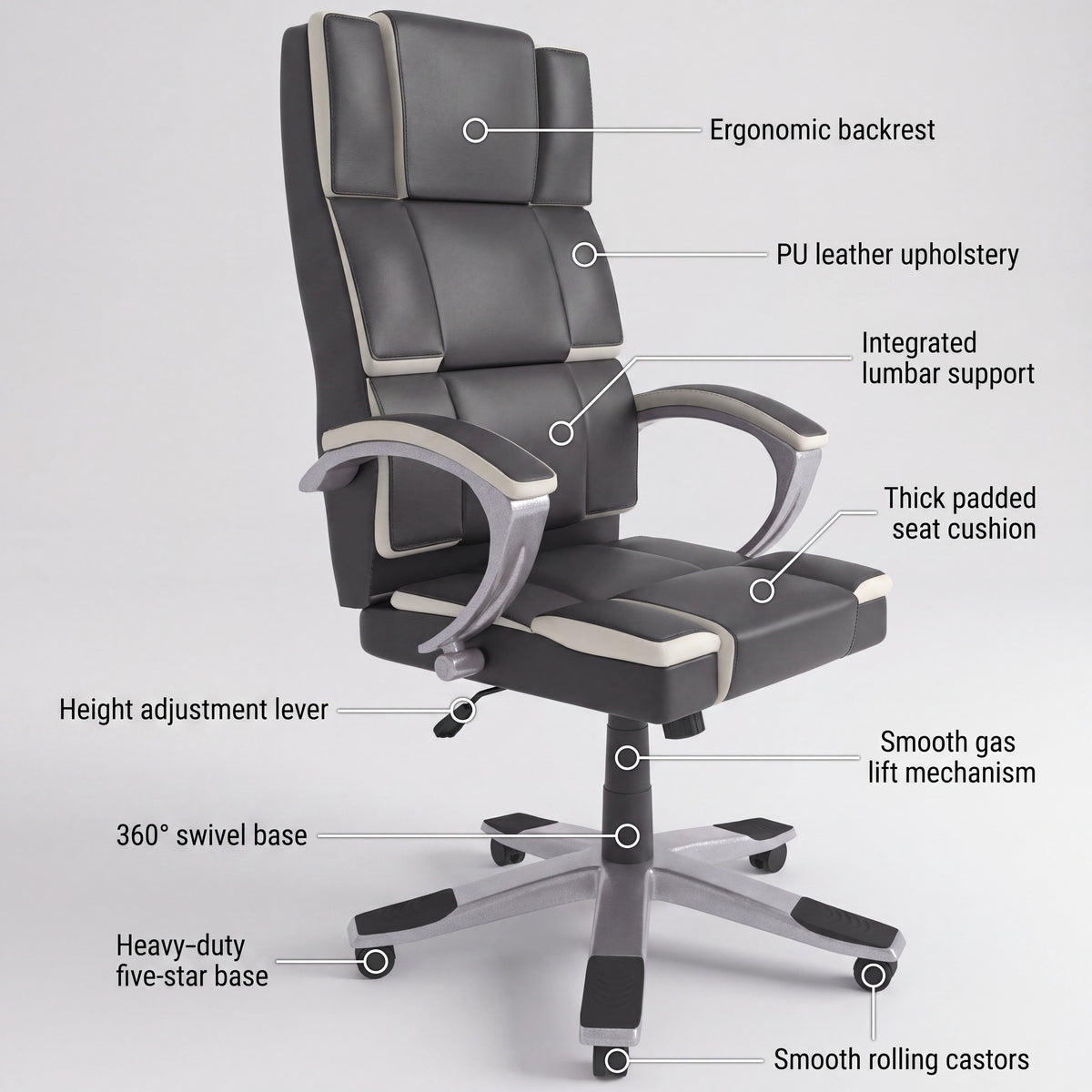 Henderson Office Chair, Black & White UKFR