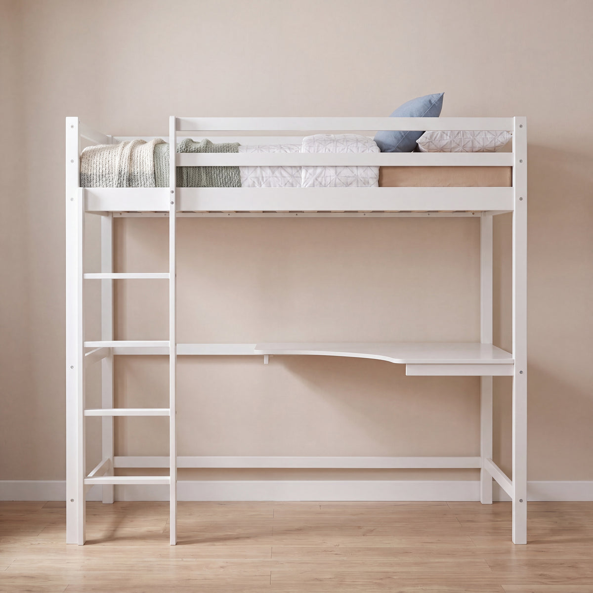 Sydney High Bunk With Desk - White