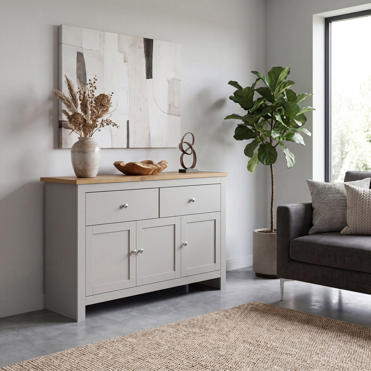 Arlington 2-Drawer 3-Door Sideboard - Grey