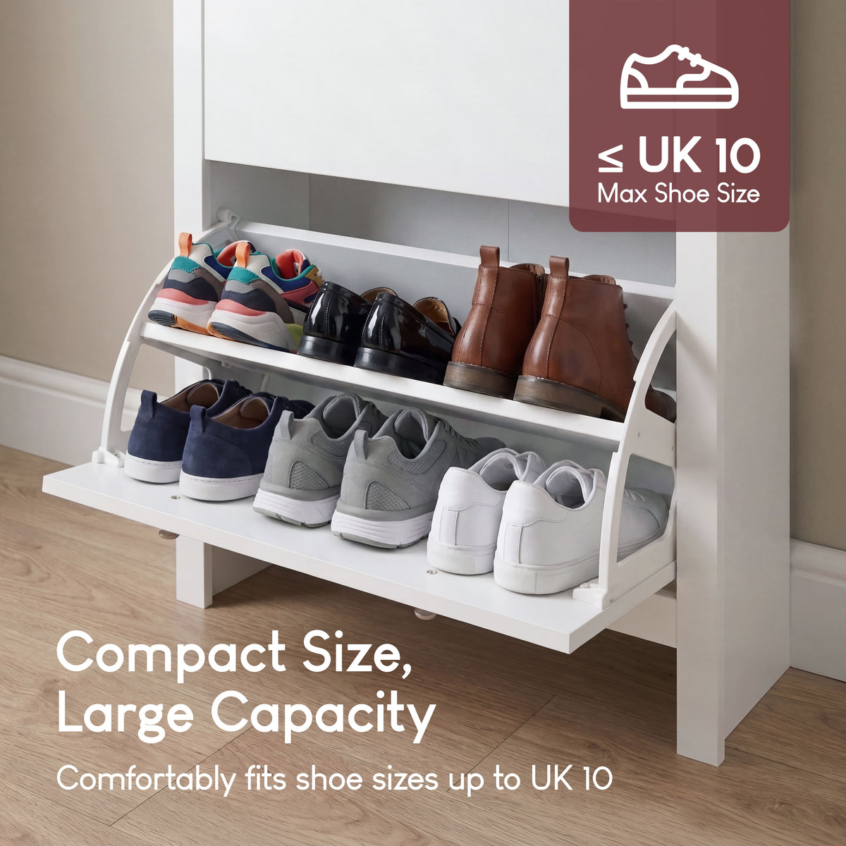 Arlington 2-Doors 1-Drawer Shoe Cabinet, White