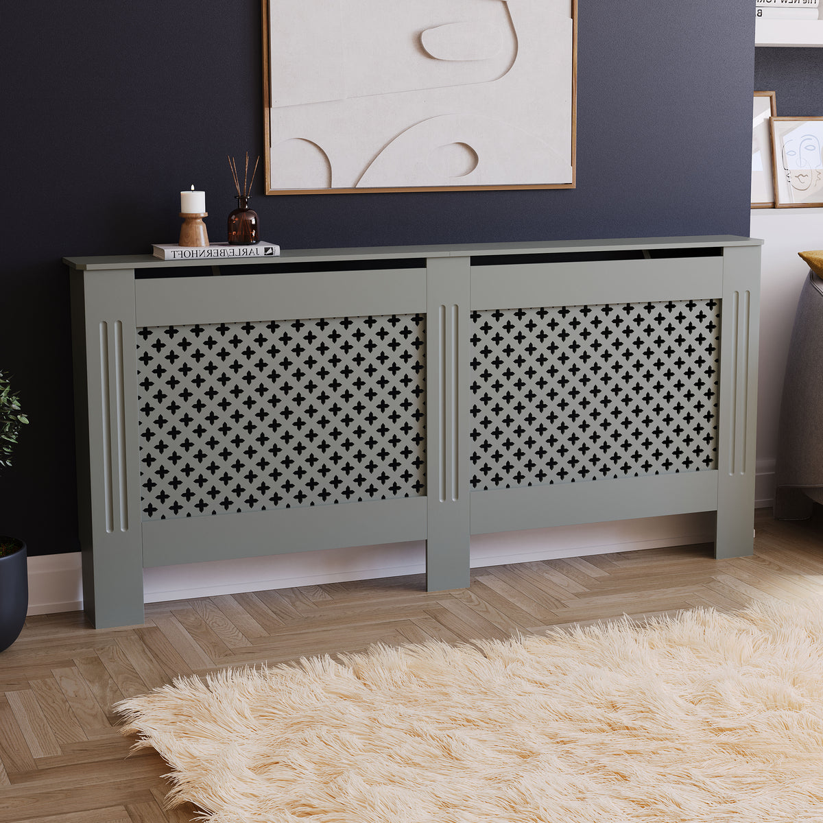 Oxford Radiator Cover - Grey, Extra Large, Modern Design