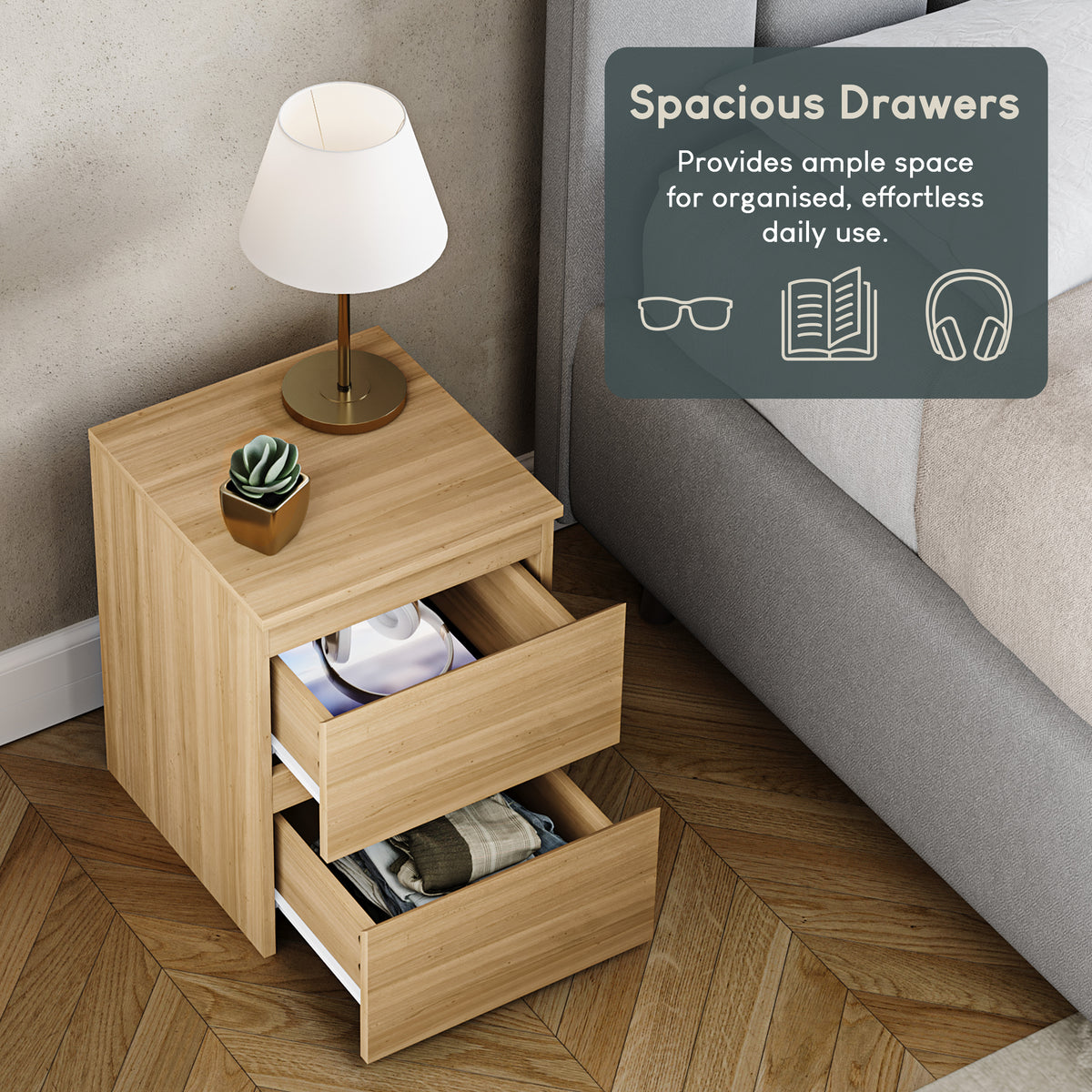 Denver Bedside Chest Table, Pine