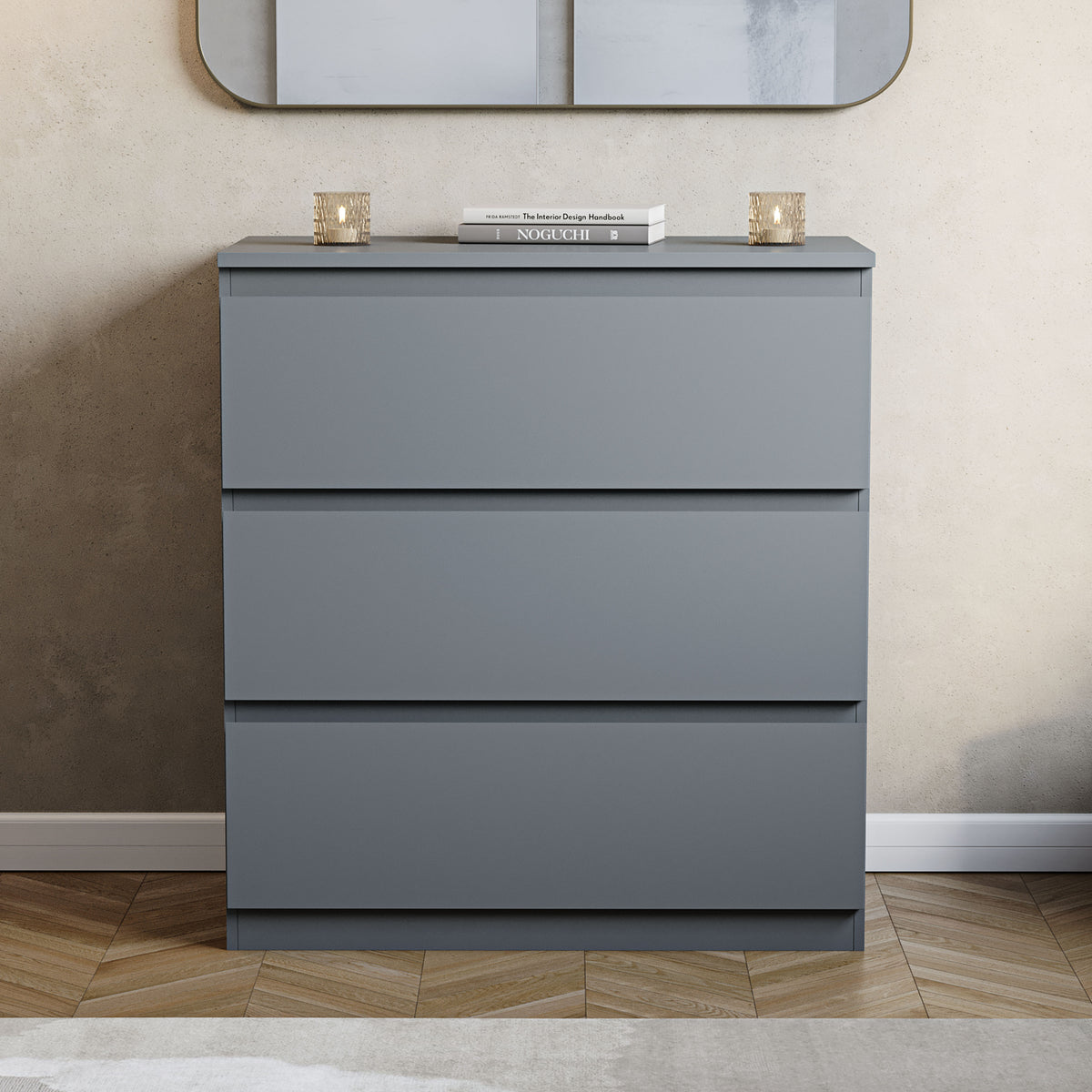 Denver Chest of 3 Drawers, Grey