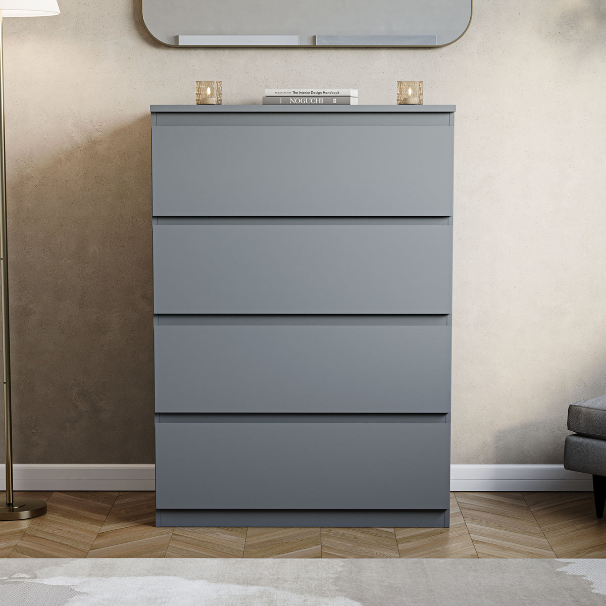 Denver Chest of 4 Drawers, Grey