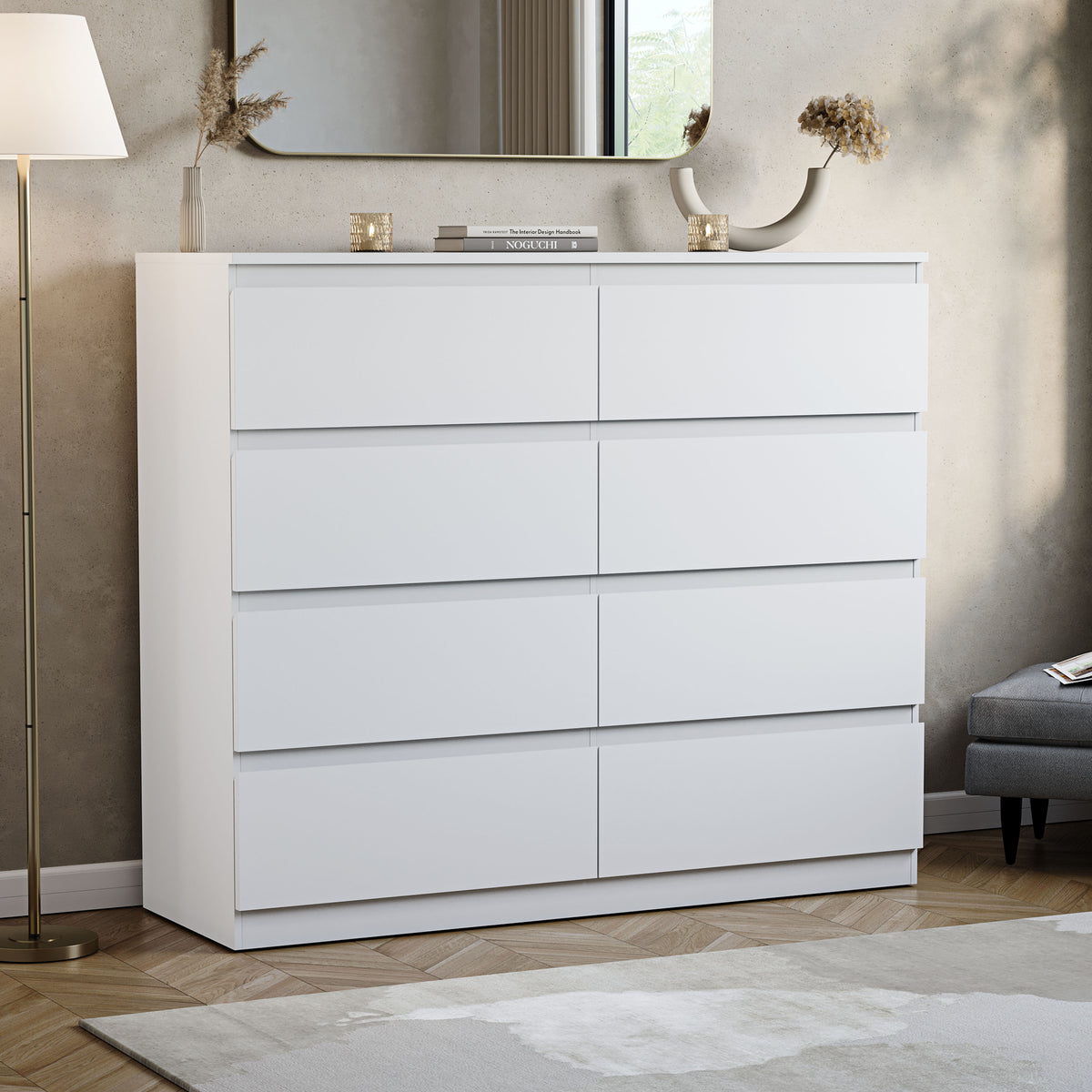 Denver Chest of 8 Drawers, White