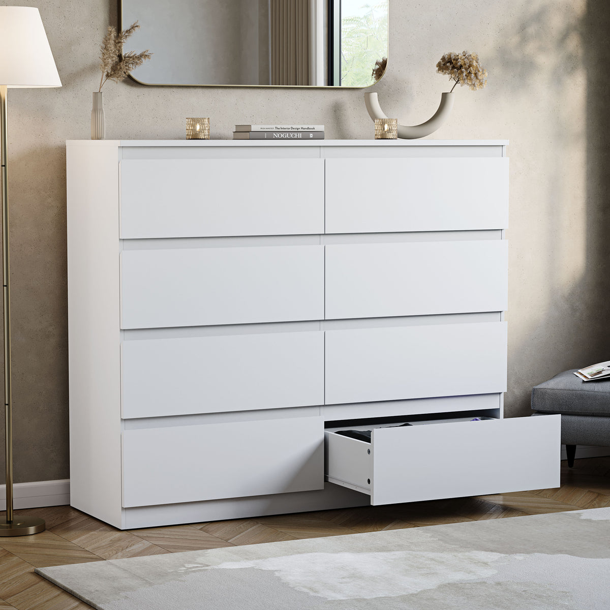 Denver Chest of 8 Drawers, White