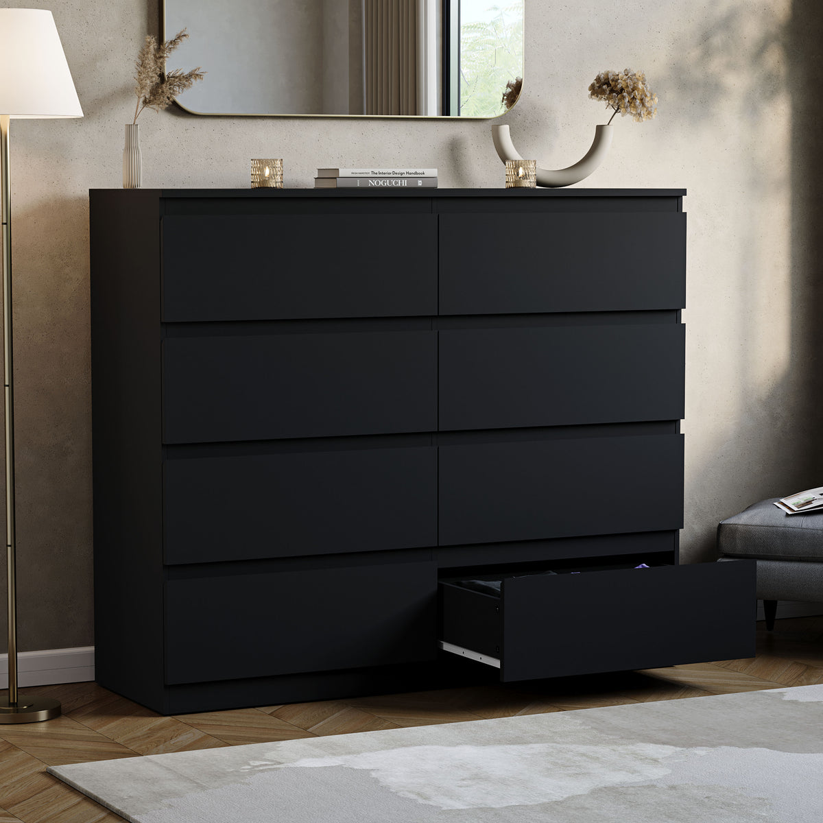 Denver Chest of 8 Drawers, Black