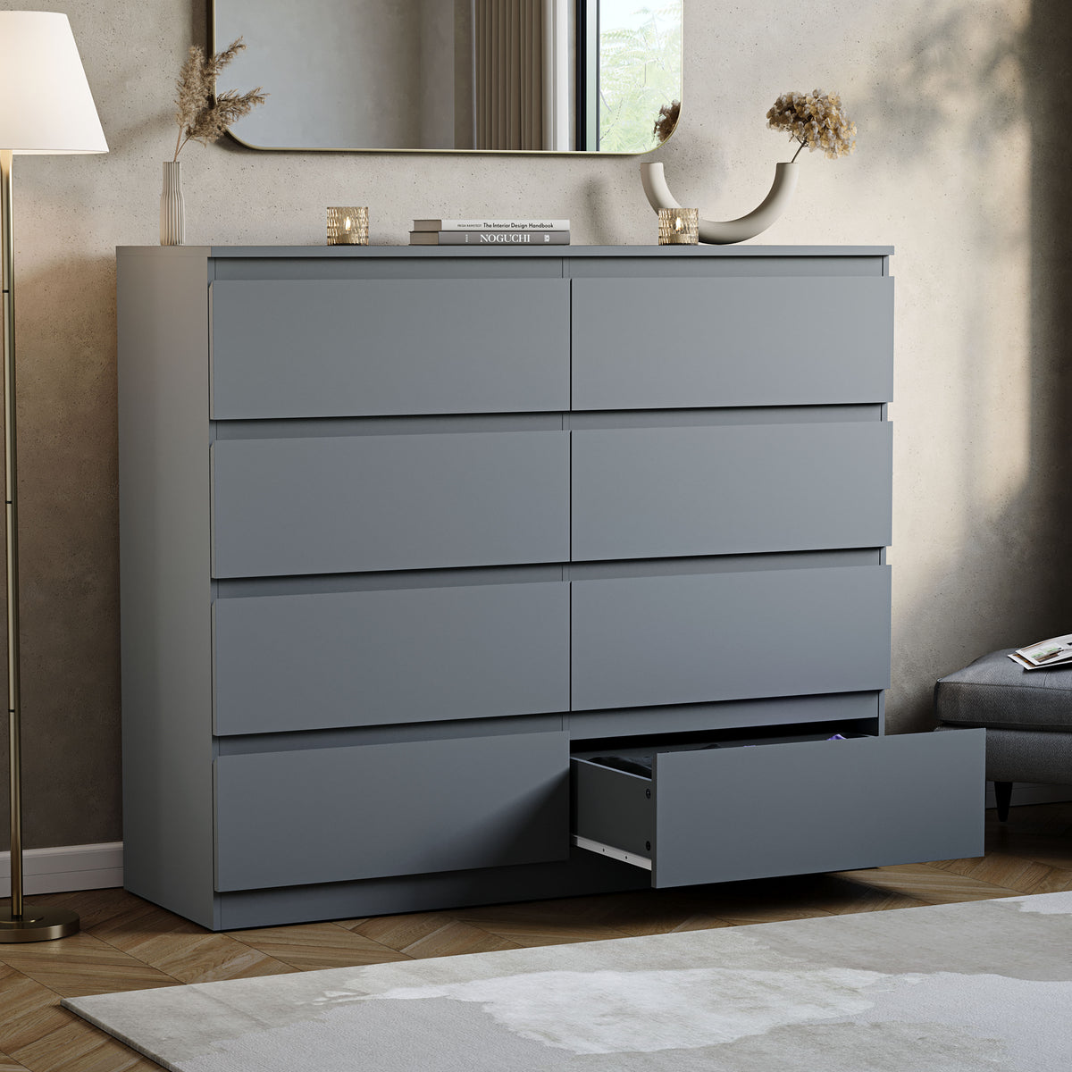 Denver 8-Drawer Chest, Grey