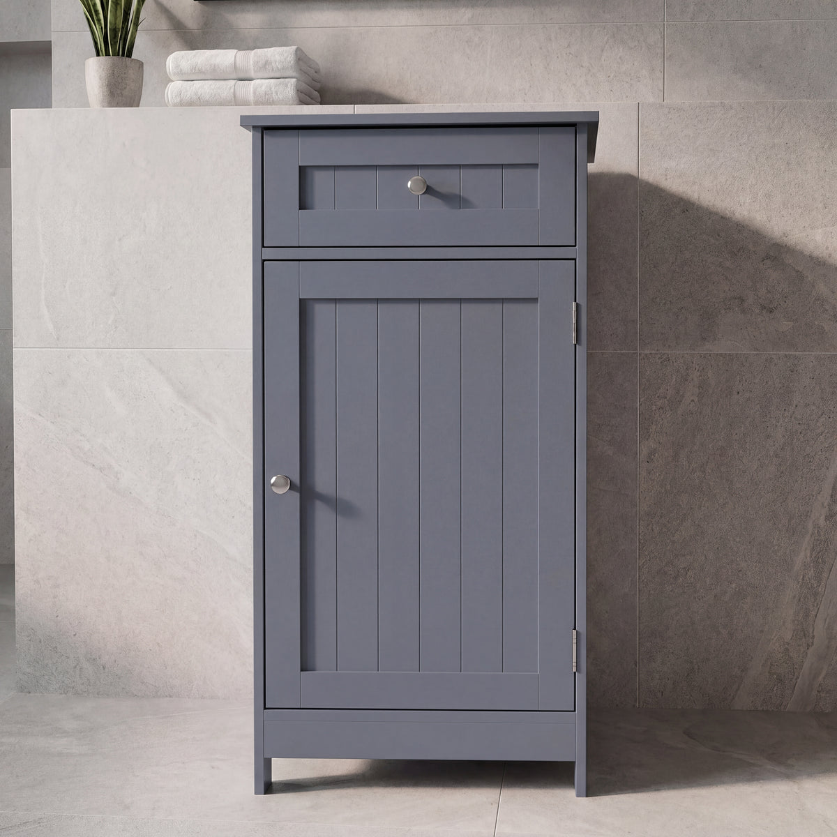 1 Door 1 Drawer Freestanding Cabinet, Grey