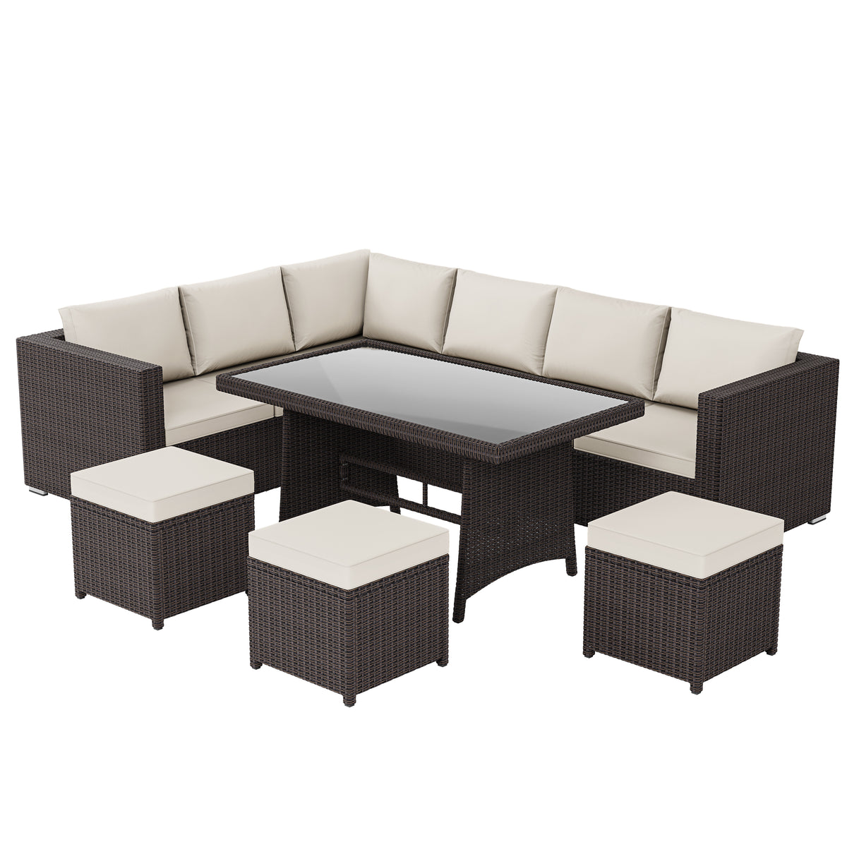 Belgrave 9 Seater Rattan Set, Brown UKFR