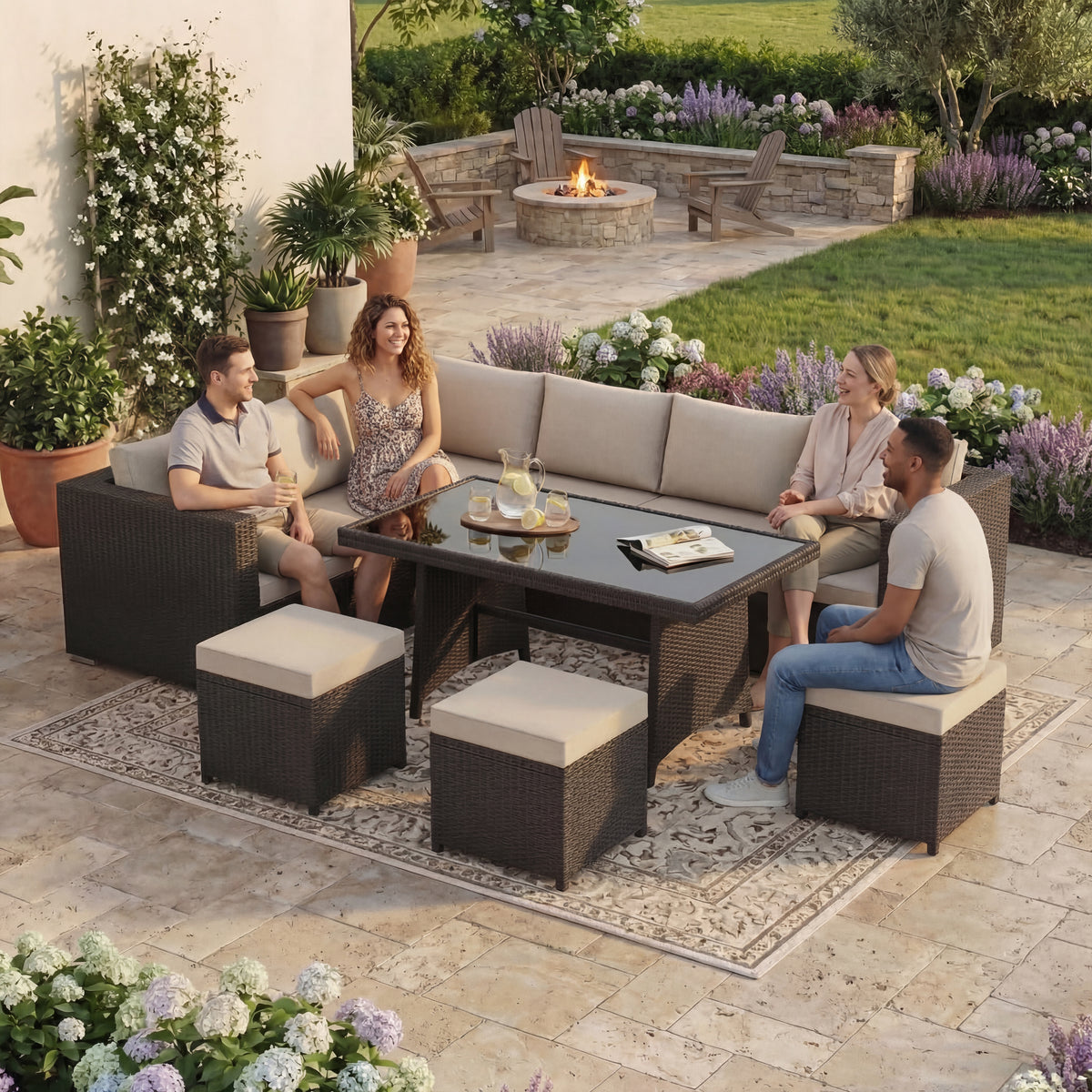 Belgrave 9 Seater Rattan Set, Brown UKFR