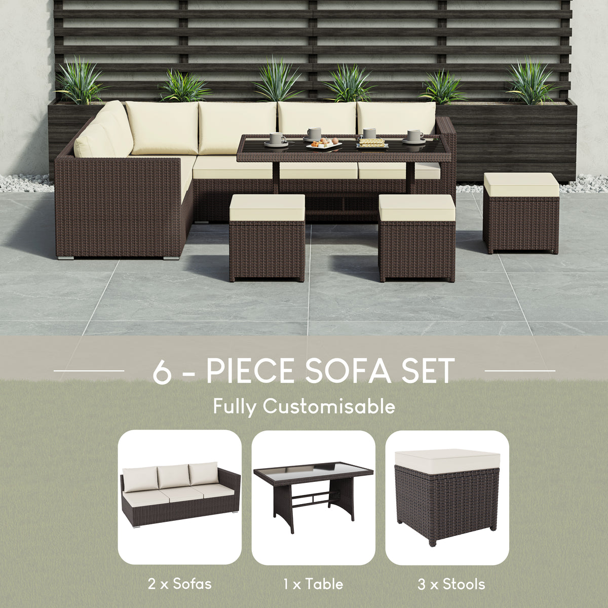 Belgrave 9 Seater Rattan Set, Brown UKFR