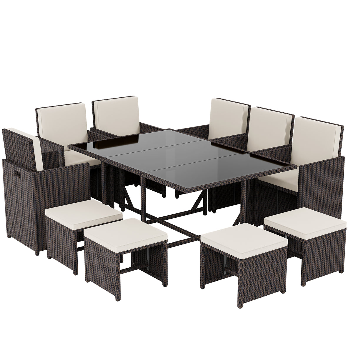 Cuba 10-Seater Rattan Set, Brown UKFR