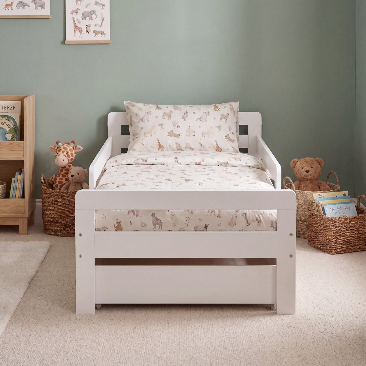 Taurus Toddler Bed With Storage - White