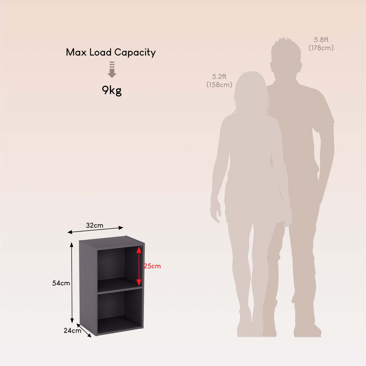 Oxford 2-Tier Cube Bookcase - Grey