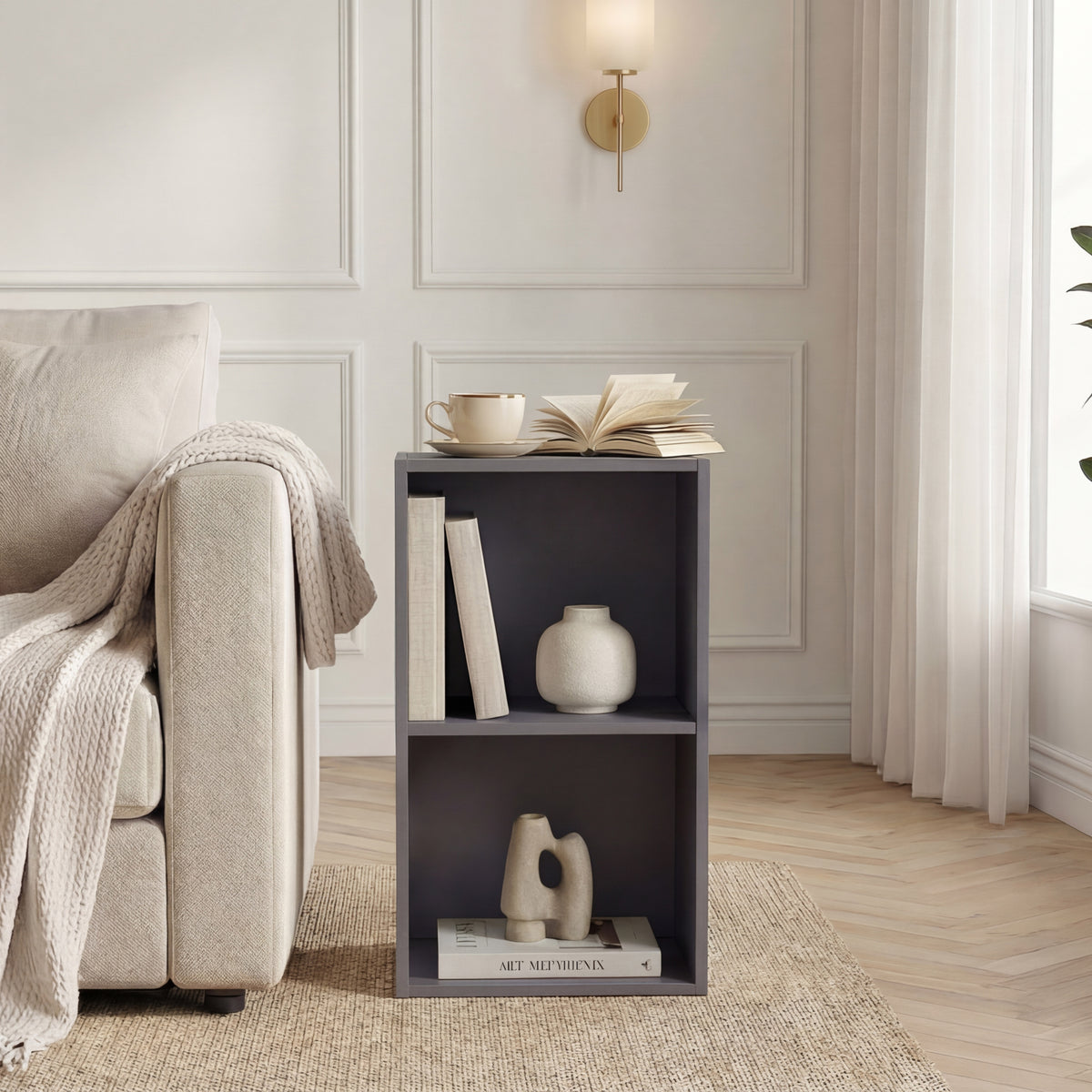 Oxford 2-Tier Cube Bookcase - Grey