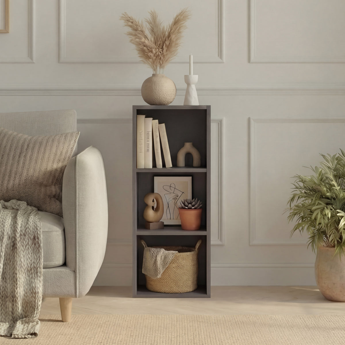 Oxford 3-Tier Cube Bookcase - Grey