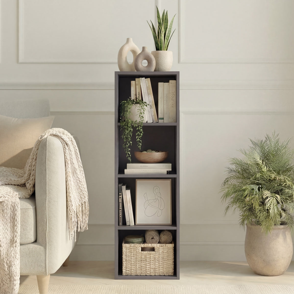 Oxford 4-Tier Cube Bookcase - Grey