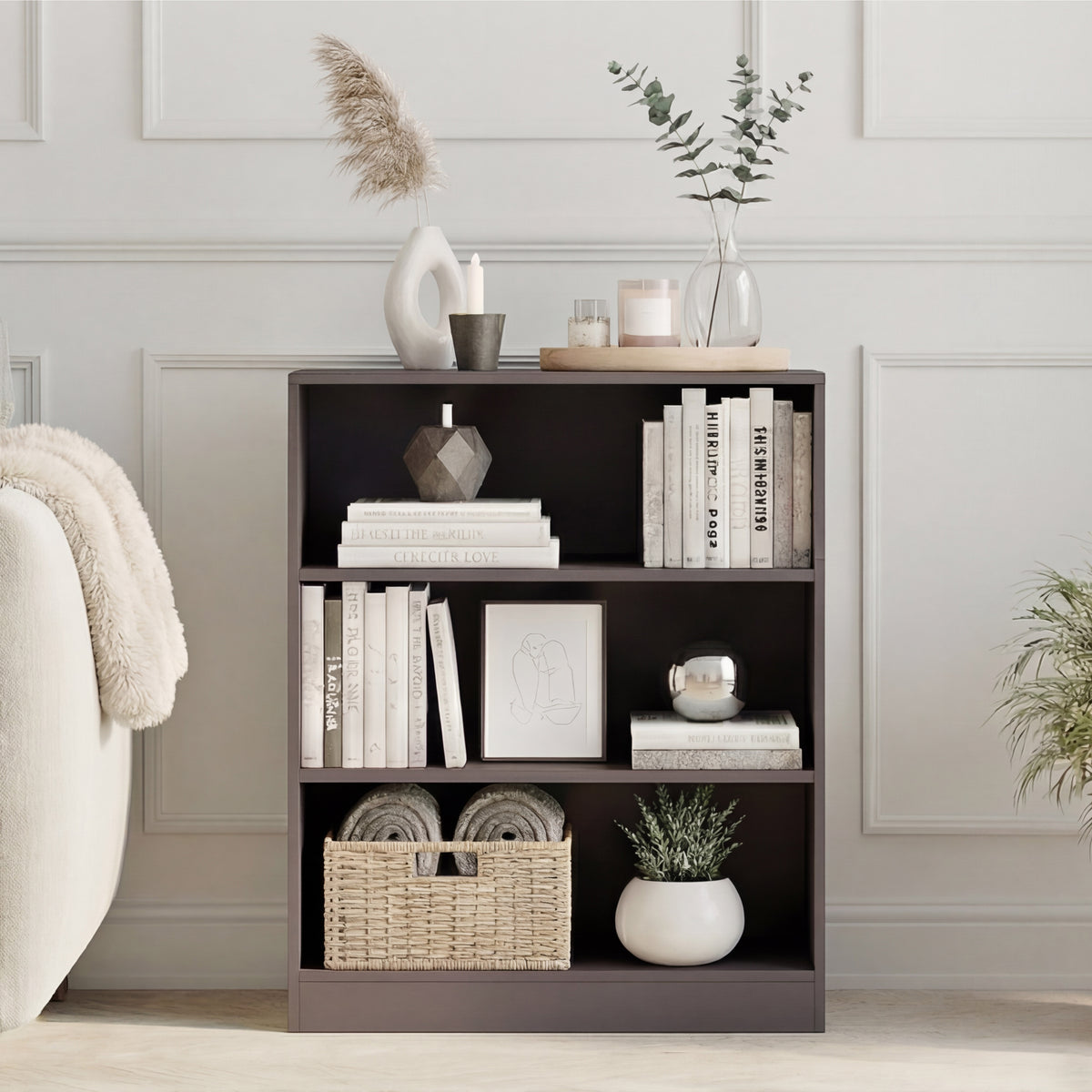 Cambridge 3-Tier Low Bookcase - Grey