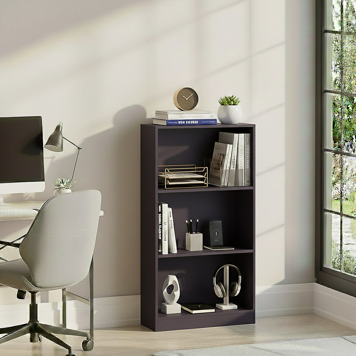 Cambridge 3-Tier Medium Bookcase - Grey