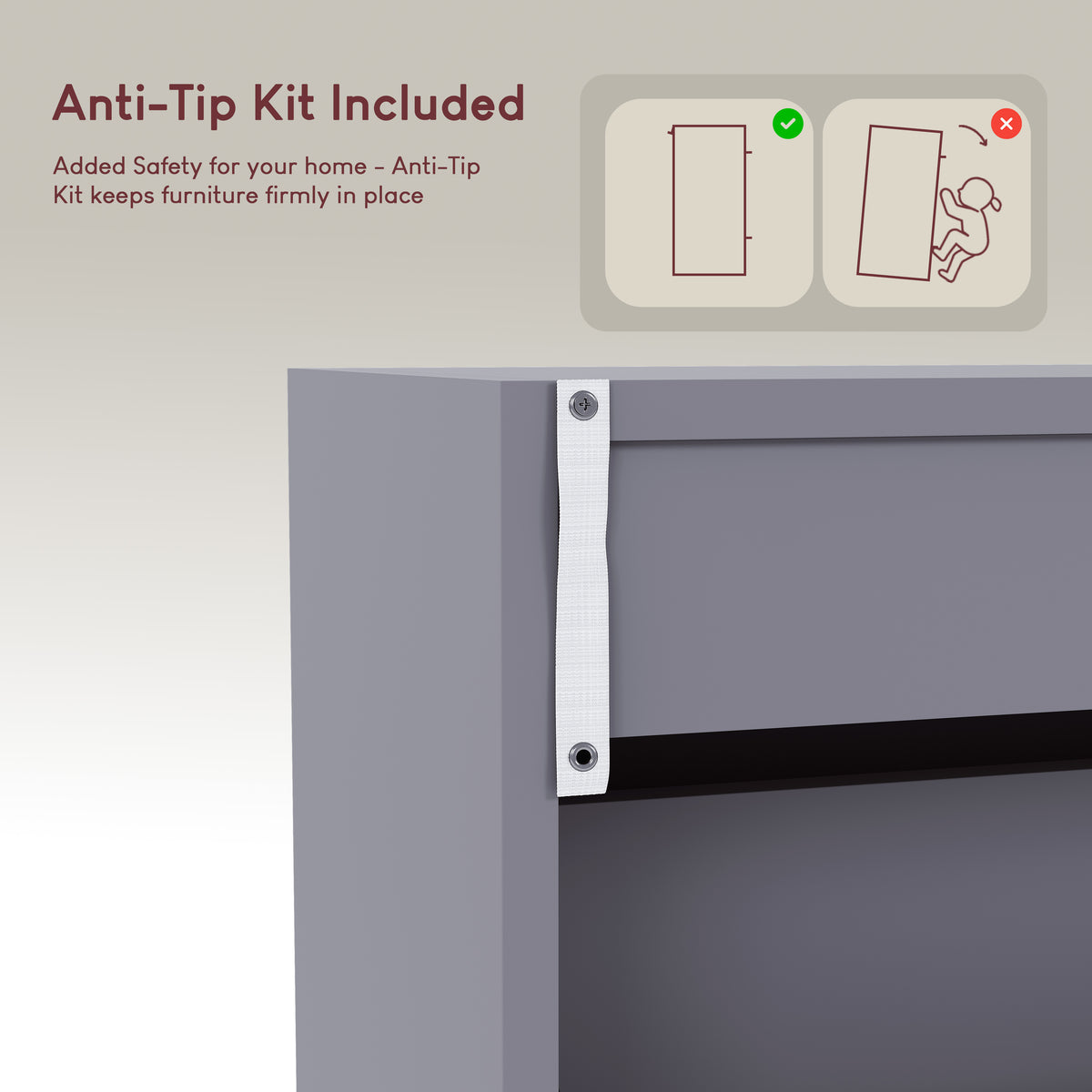 2-Drawer Shoe Cabinet, Grey