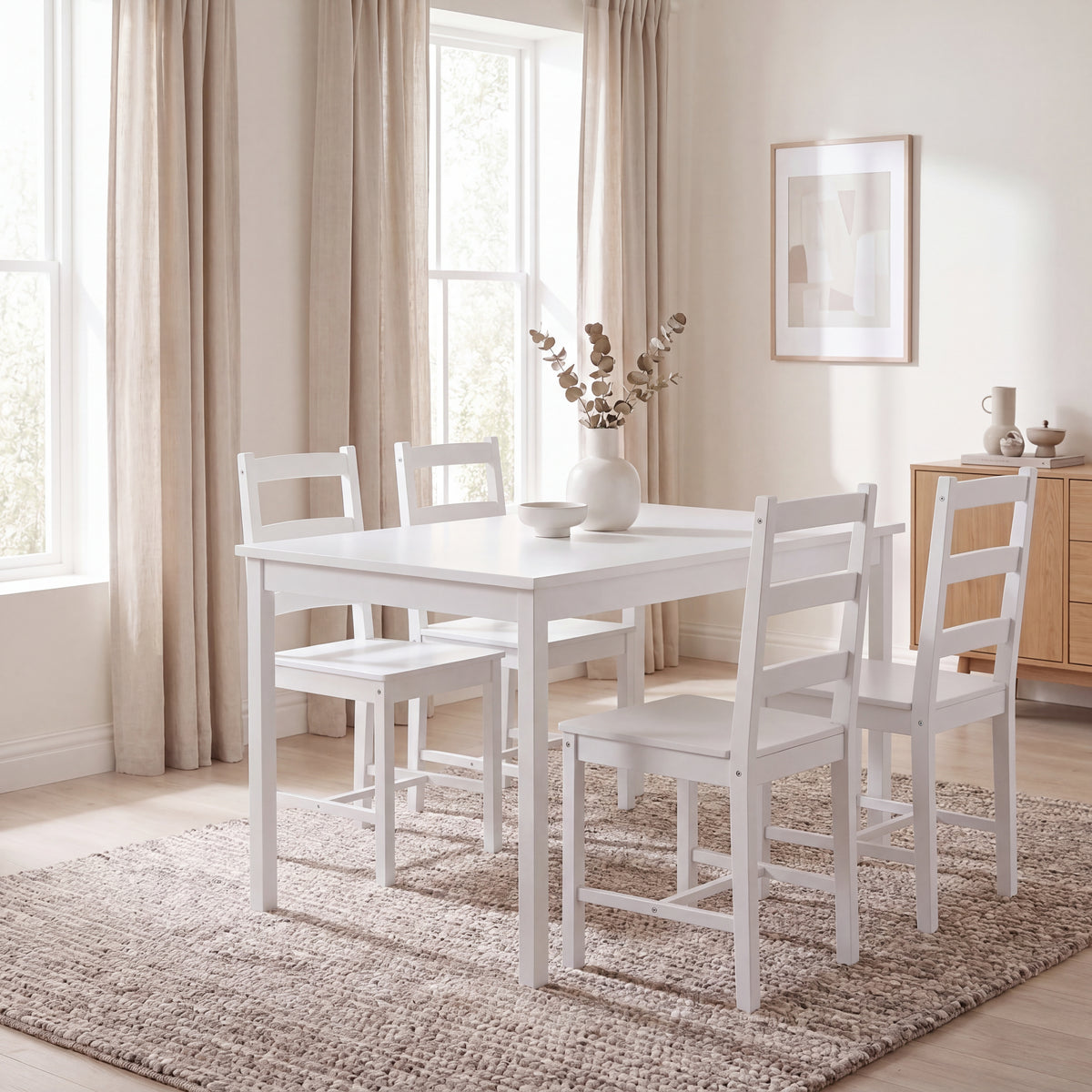 Yorkshire 4-Seater Dining Set - White