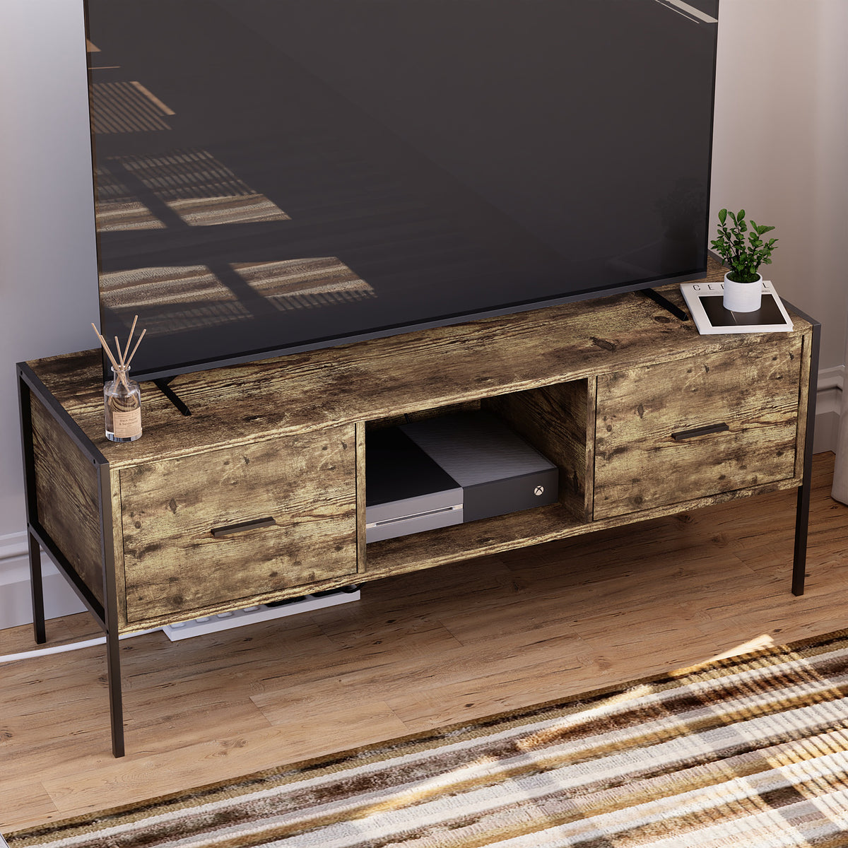 Brooklyn 2-Drawer TV Unit - Dark Wood