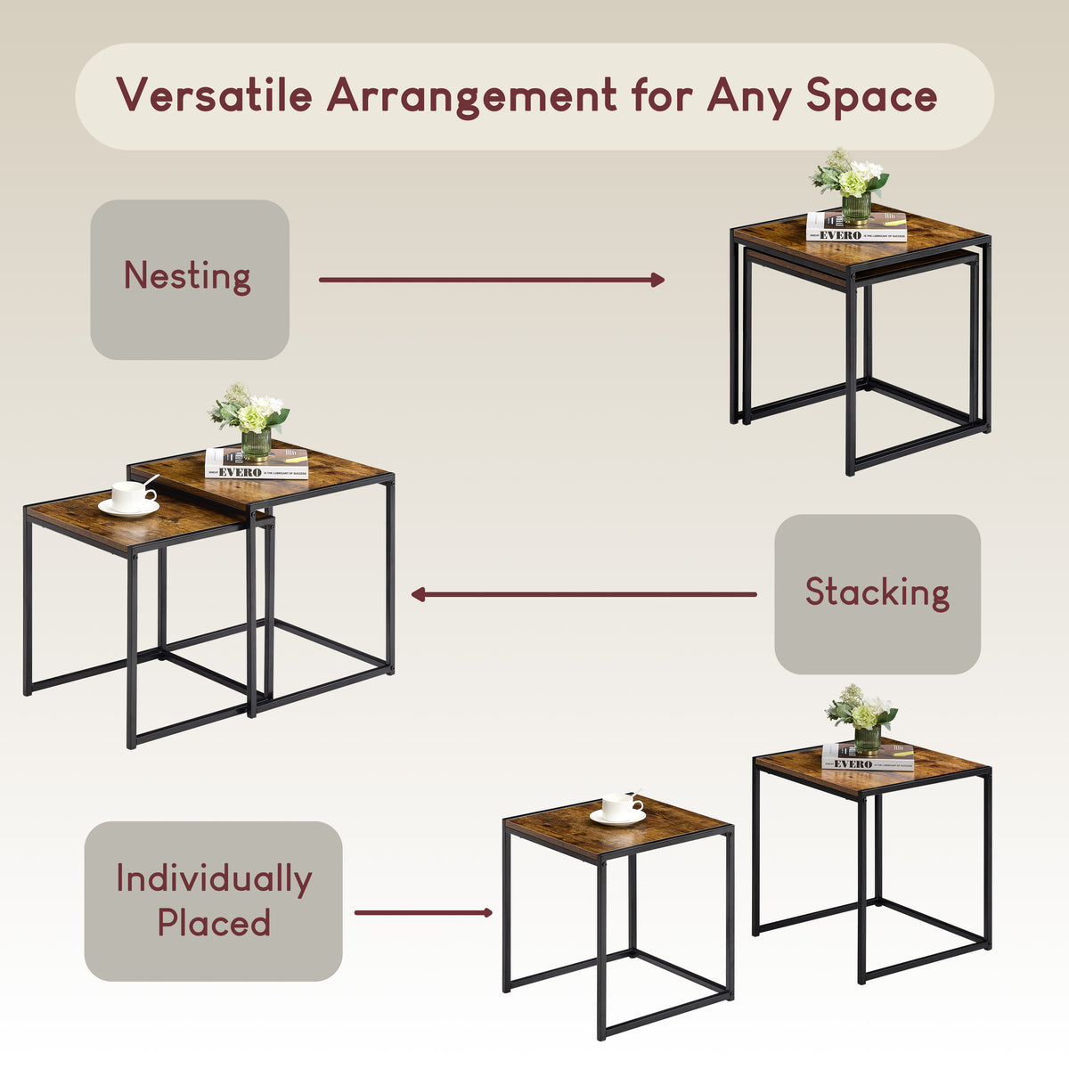 Brooklyn Nest of 2 Tables - Dark Wood