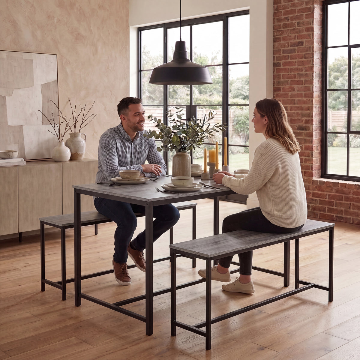Brooklyn 4-Seater Dining Set - Dark Wood