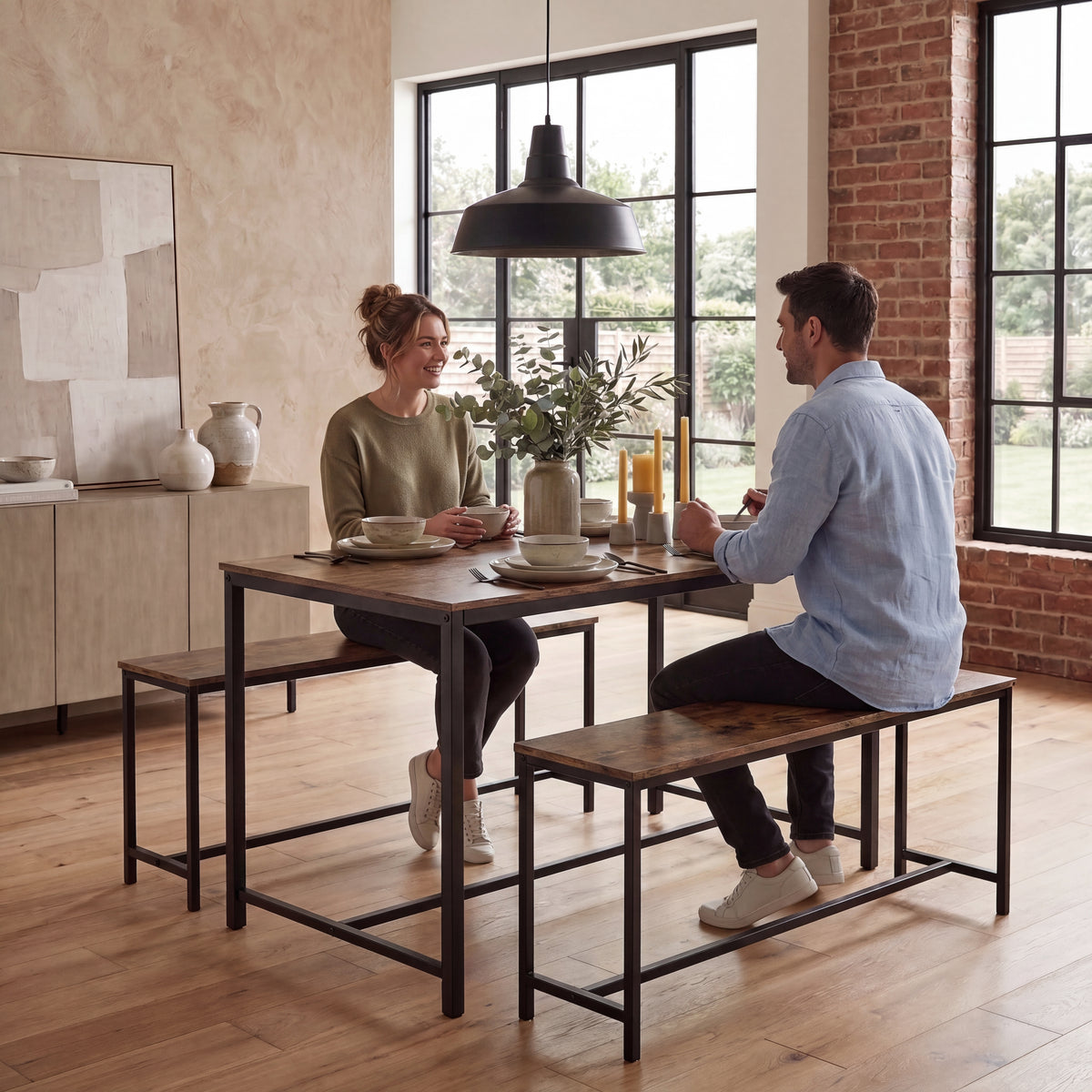 Brooklyn 4-Seater Dining Set - Grey
