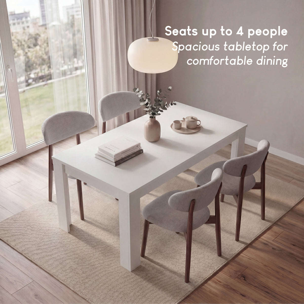 Medina 4-Seater Dining Table - White