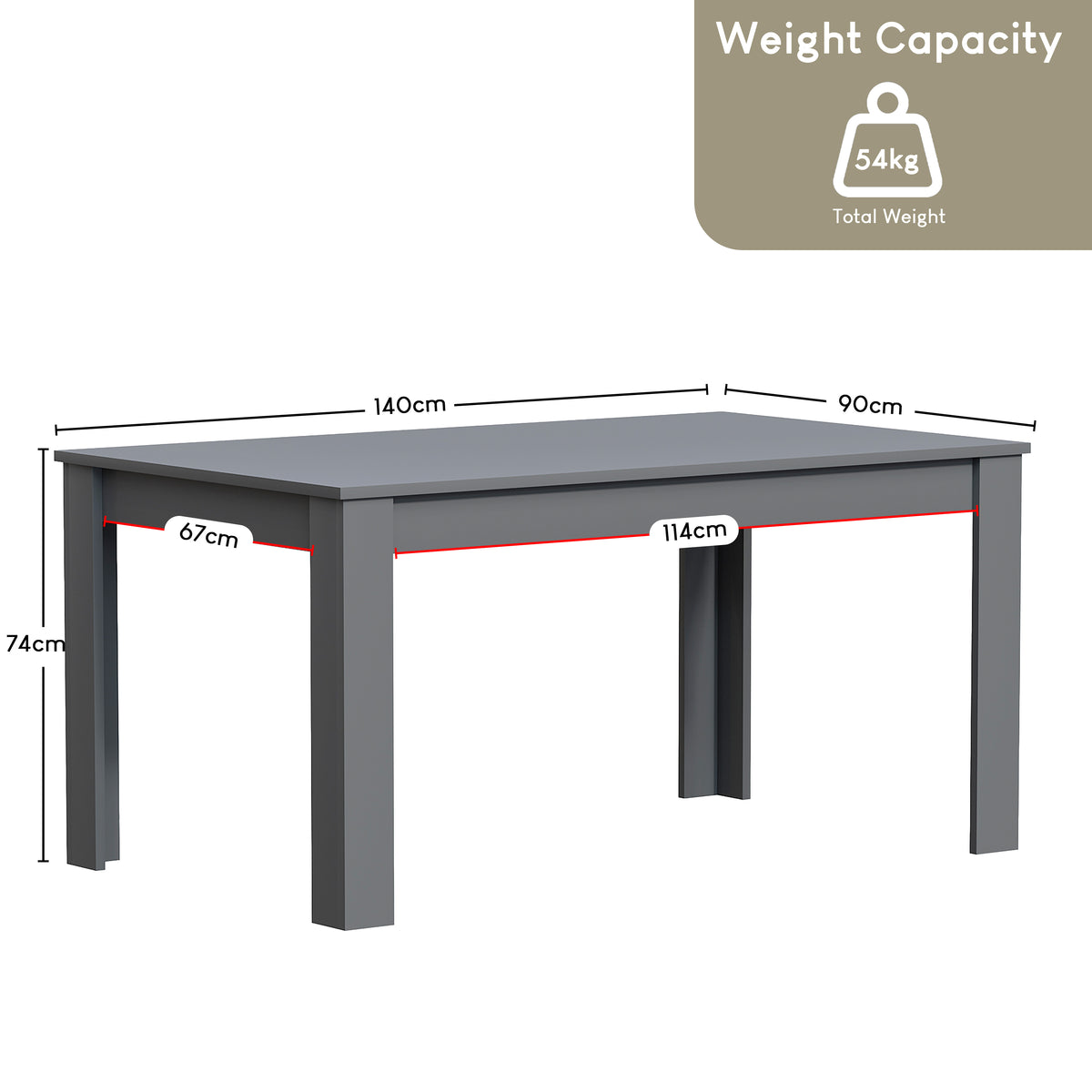 Medina 6-Seater Dining Table - Grey