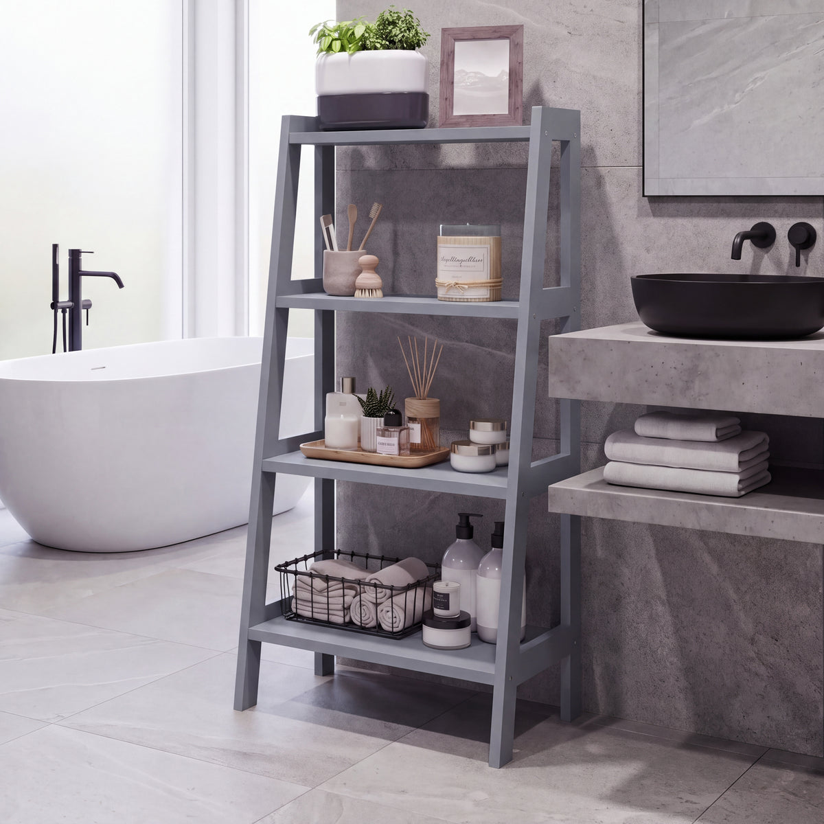 4 Tier Step Ladder Unit, Grey (FSC 100%)