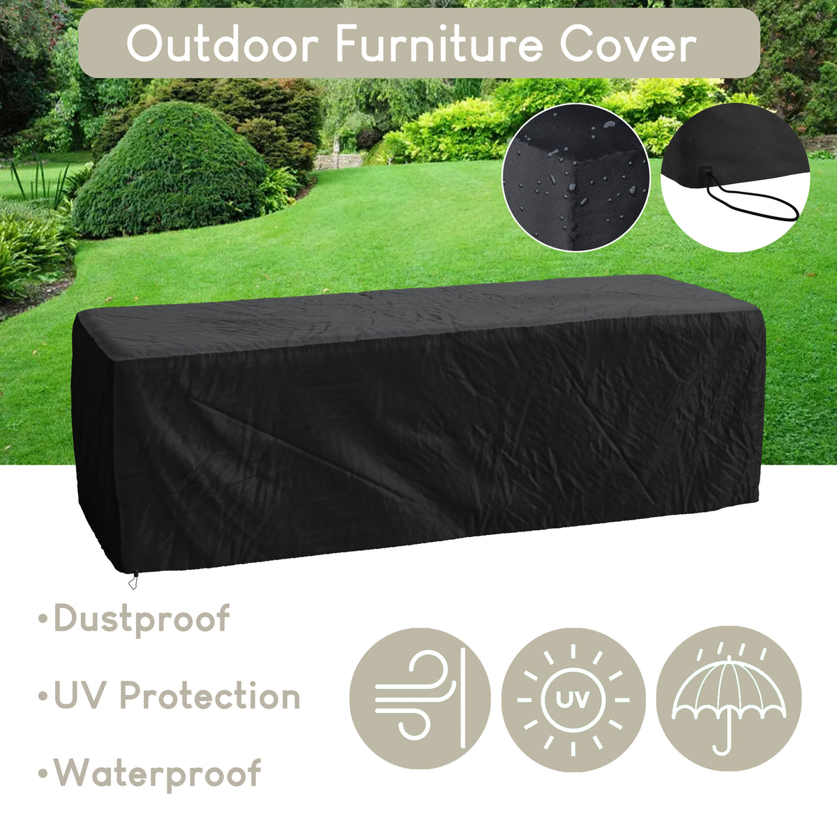 Hampton 4 Seater Corner Rattan Set, Black & Outdoor Patio Furniture Cover