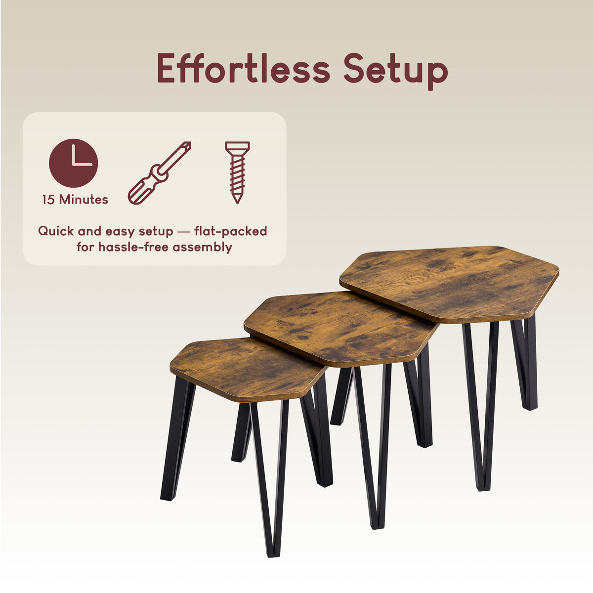 Brooklyn Nest of 3 Tables - Dark Wood