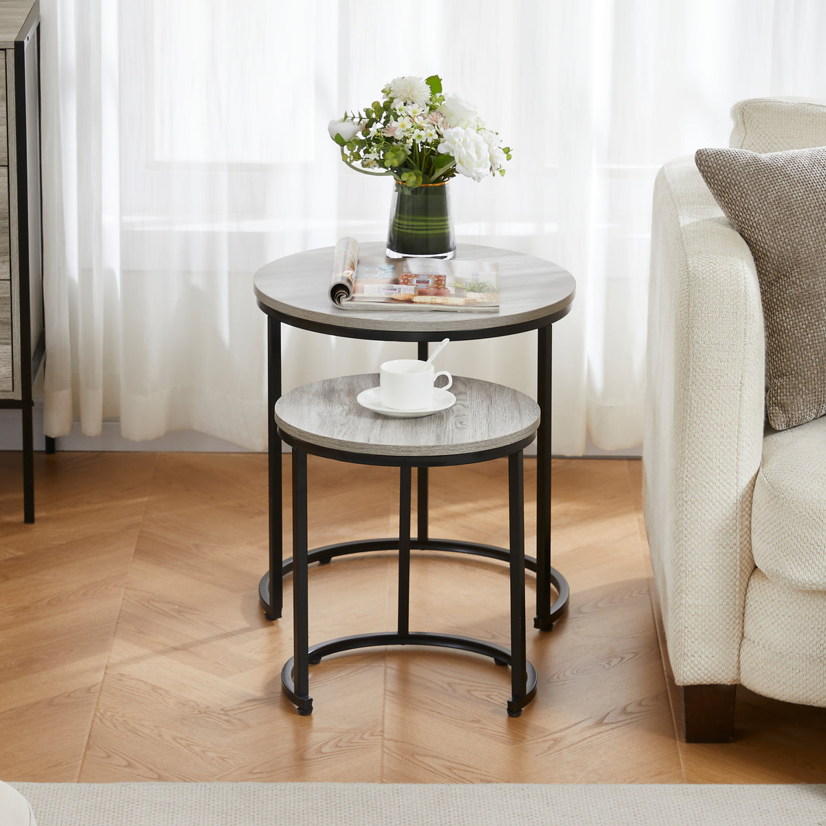 Brooklyn Nest of 2 Round Tables - Grey