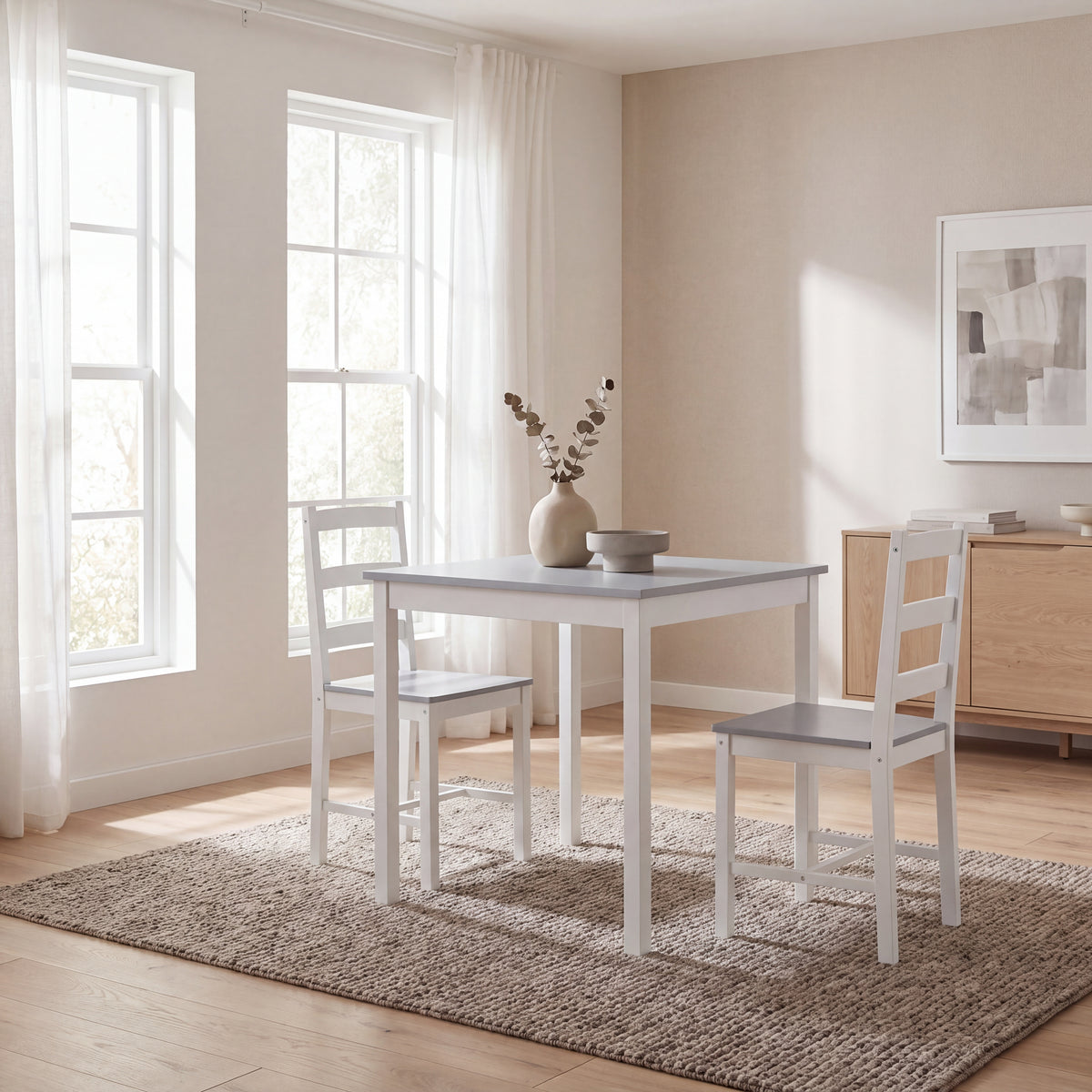 Yorkshire 2-Seater Dining Set - White & Grey