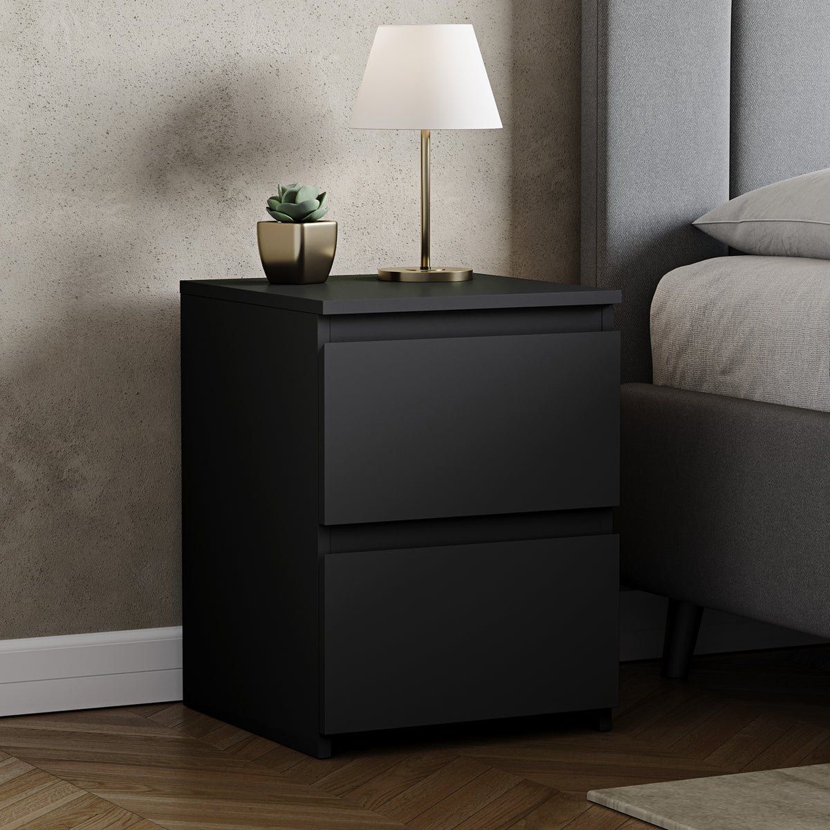 Denver Large Bedside Table, Black