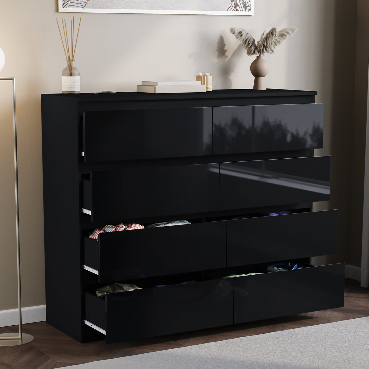 Glinton 8-Drawer Chest, Black (FSC 100%)