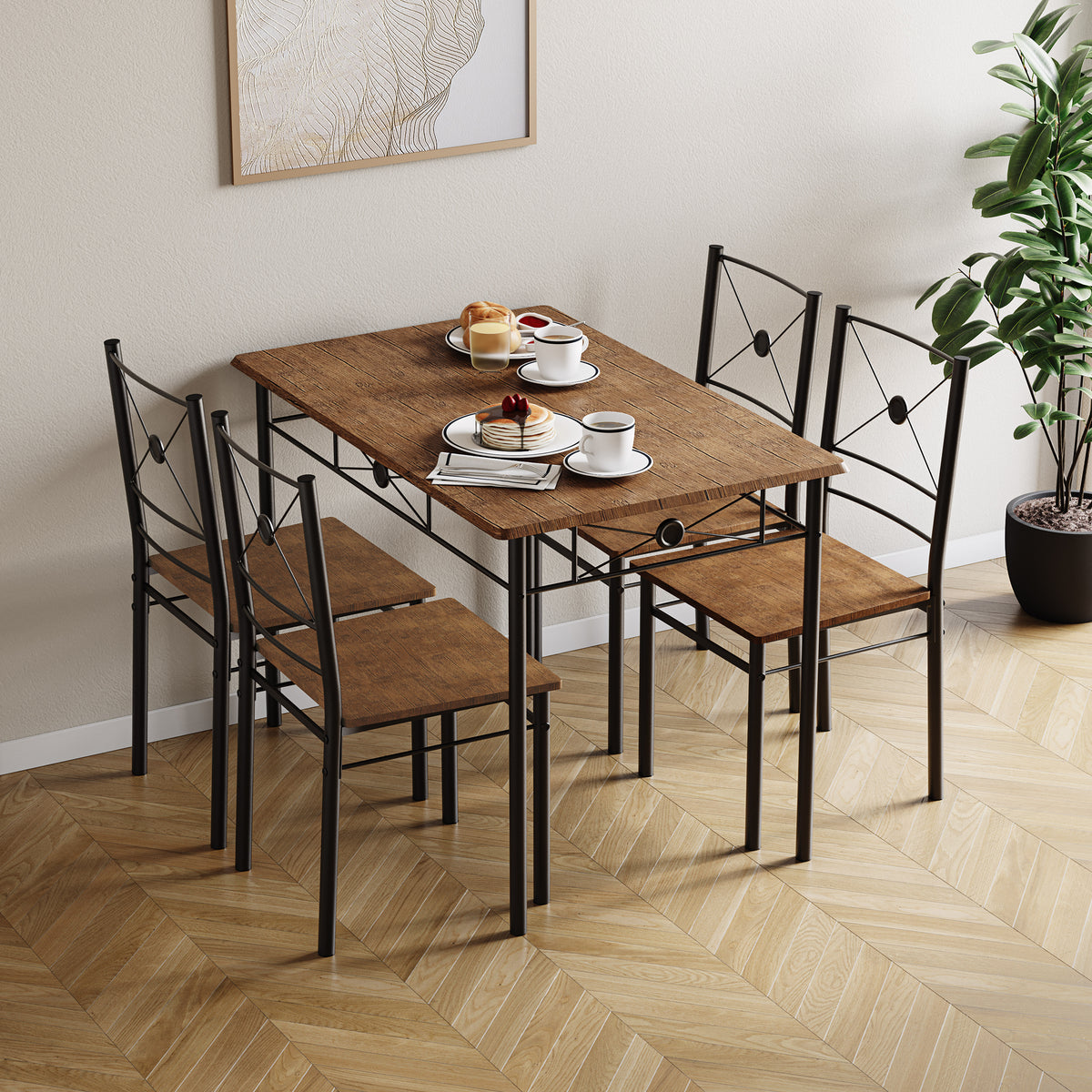 Roslyn 4-Seater Dining Set - Dark Wood