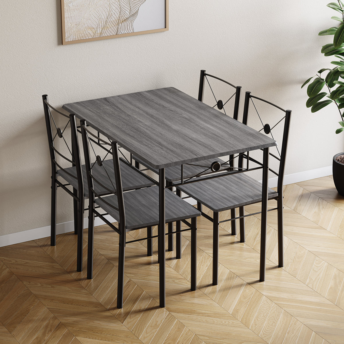 Roslyn 4-Seater Dining Set - Grey