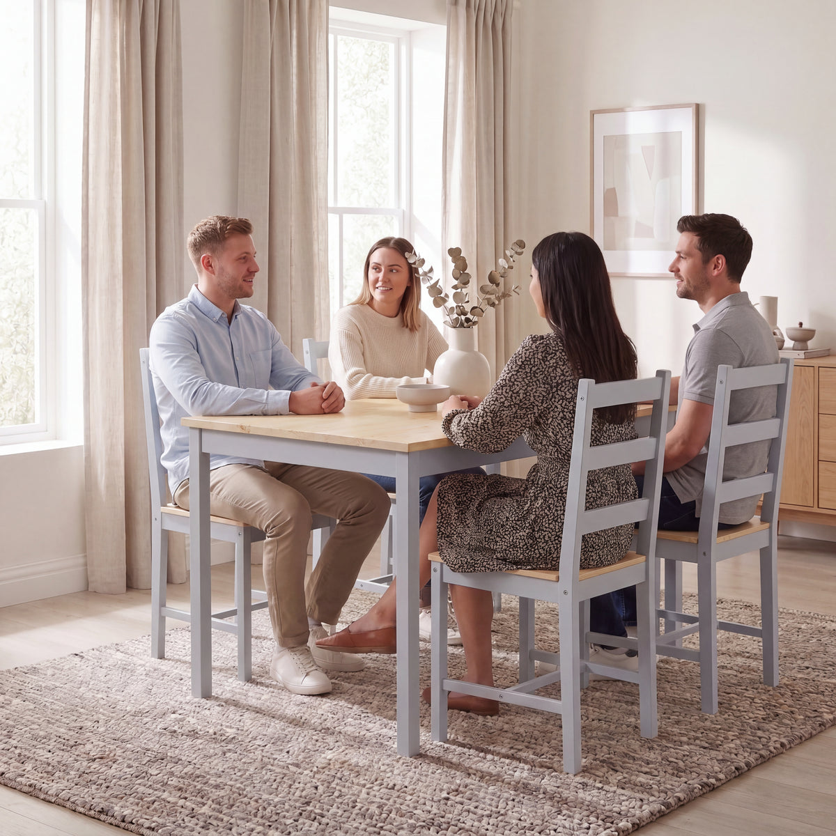 Yorkshire 4-Seater Dining Set - Grey & Pine