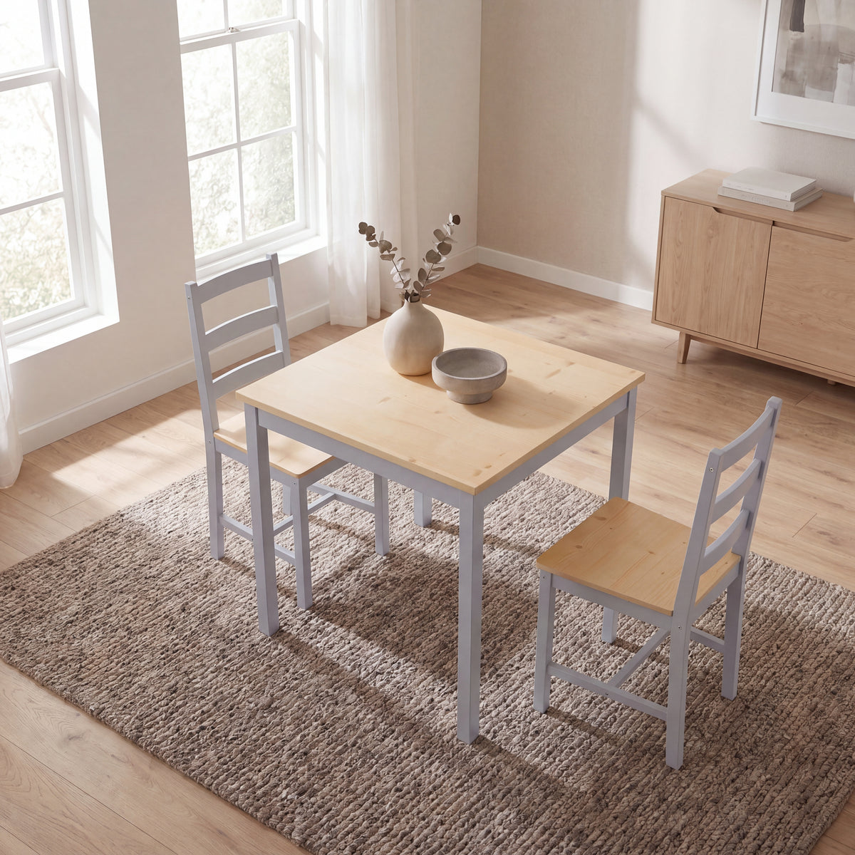 Yorkshire 2-Seater Dining Set, Grey & Pine