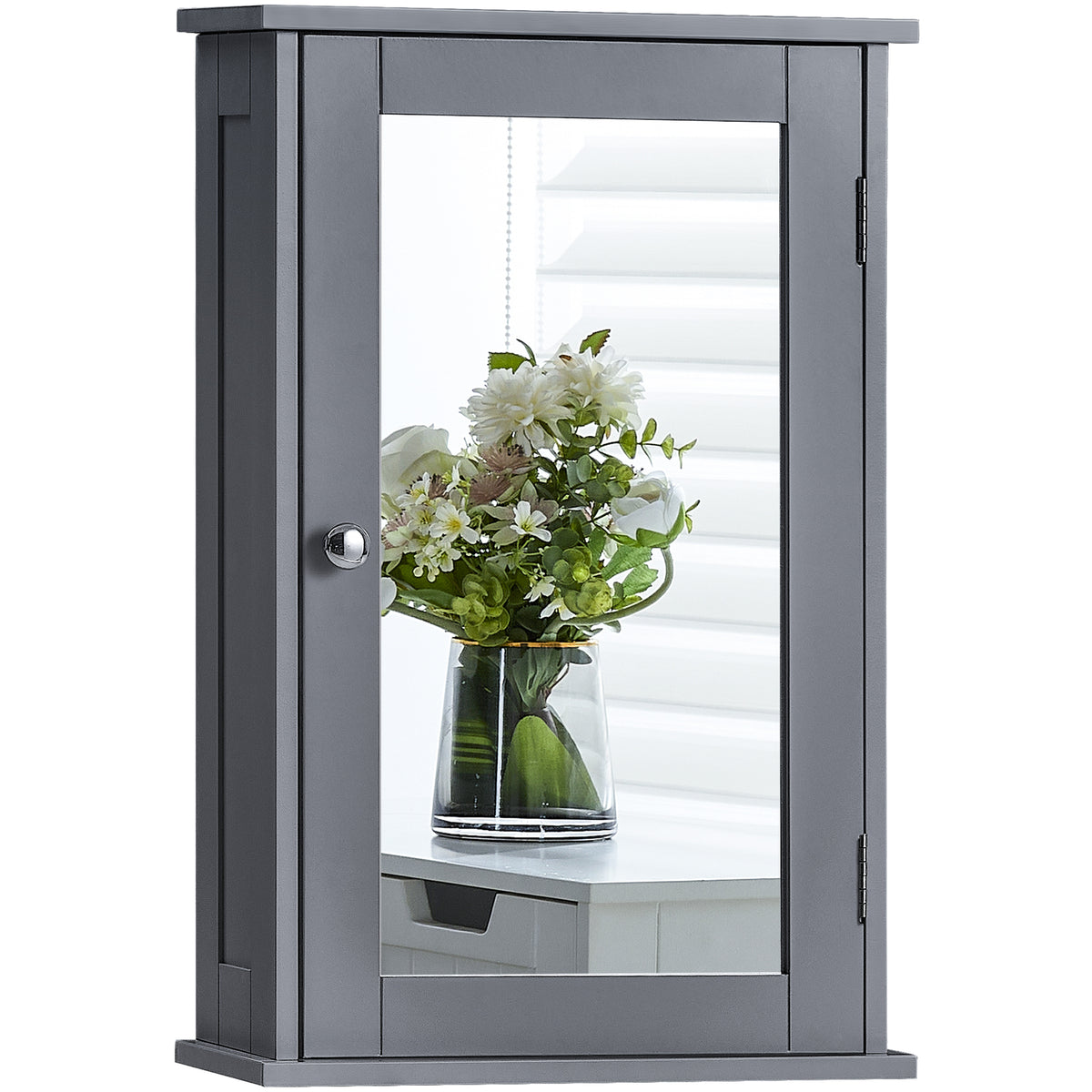 Priano 1 Door Mirrored Wall Cabinet, Grey