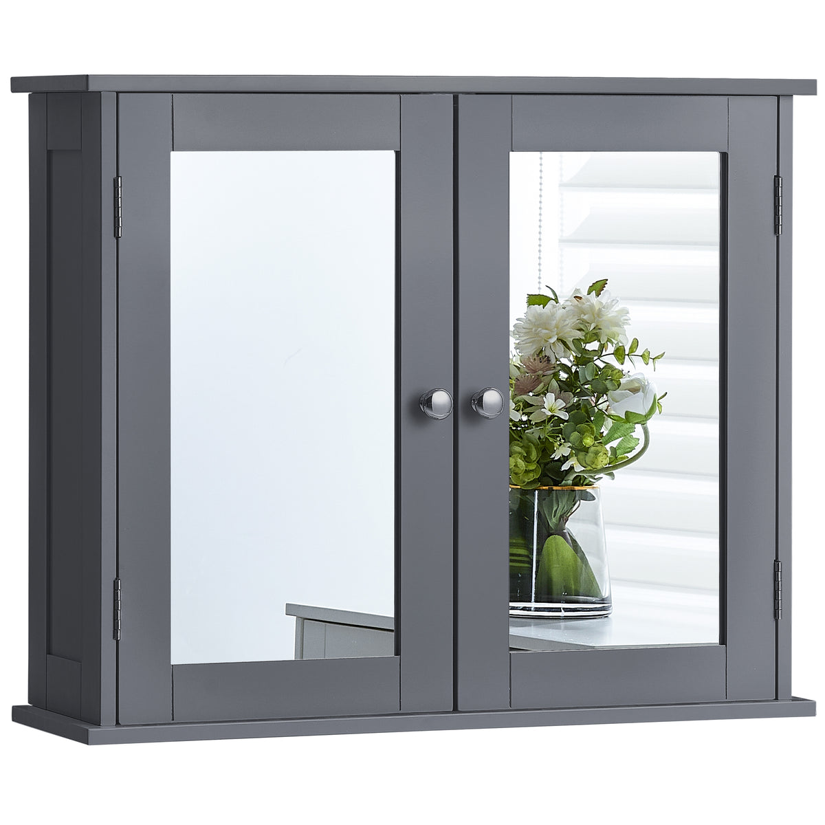 Priano 2 Door Mirrored Wall Cabinet, Grey