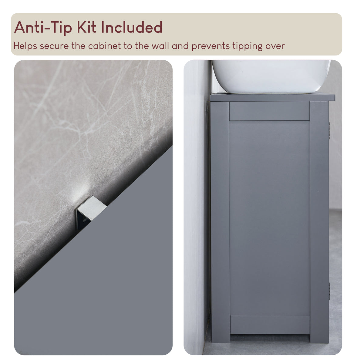 Priano 2 Door Under Sink Cabinet, Grey