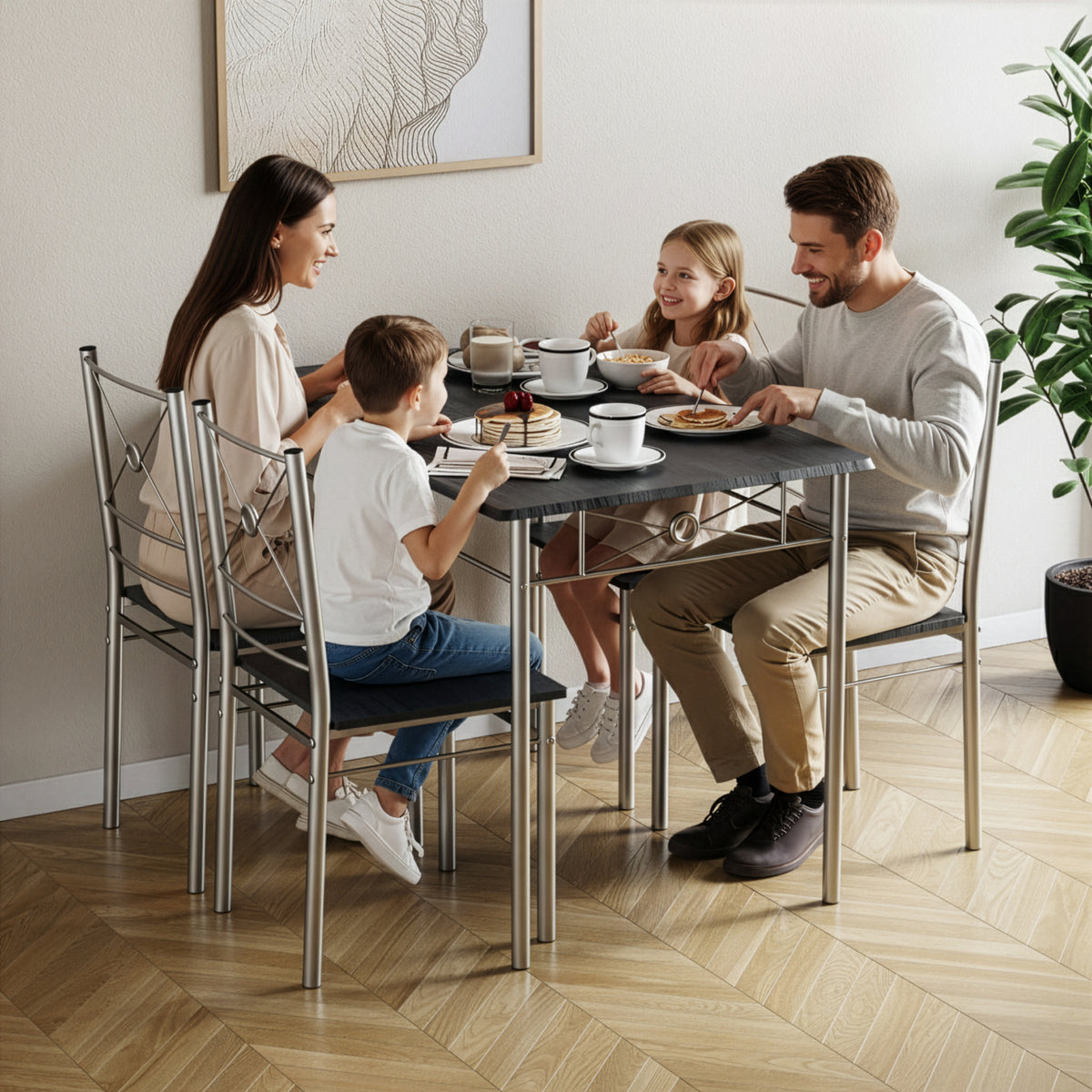 Roslyn 4 Seater Dining Set, Black