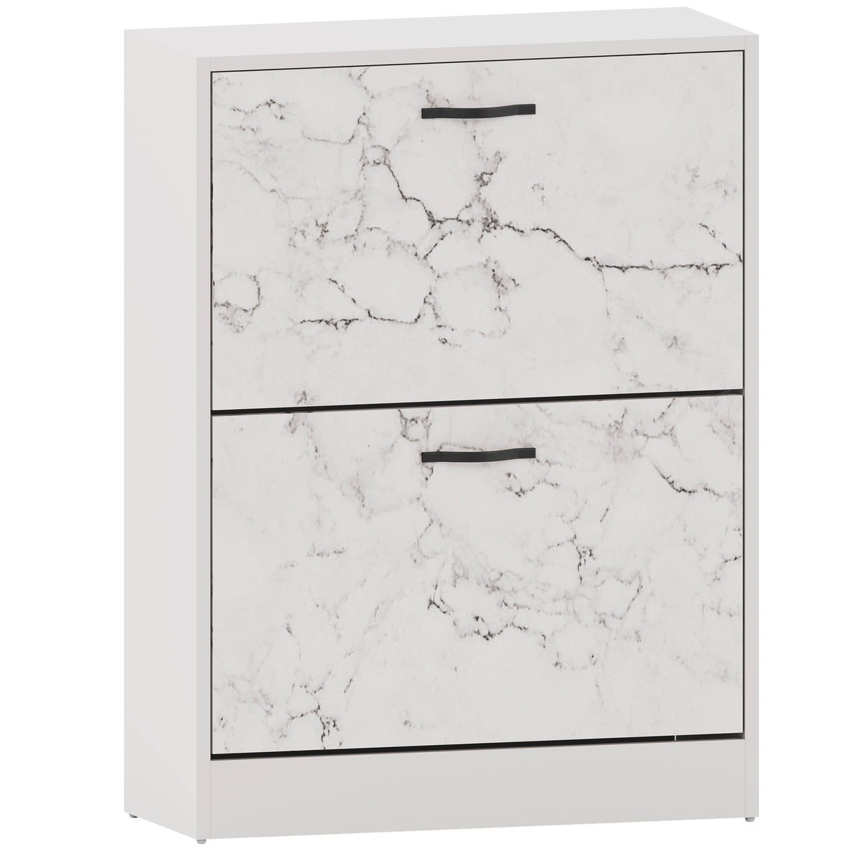 2 Drawer Shoe Cabinet, White Marble